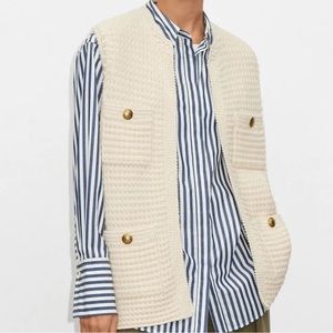 Me + em Hand-Crocheted Trim Longline Vest